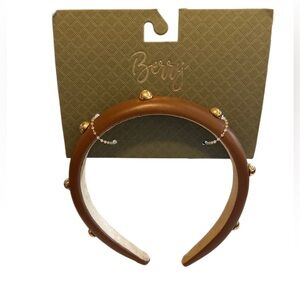 Berry Brown Headband with Gold Studs NWT